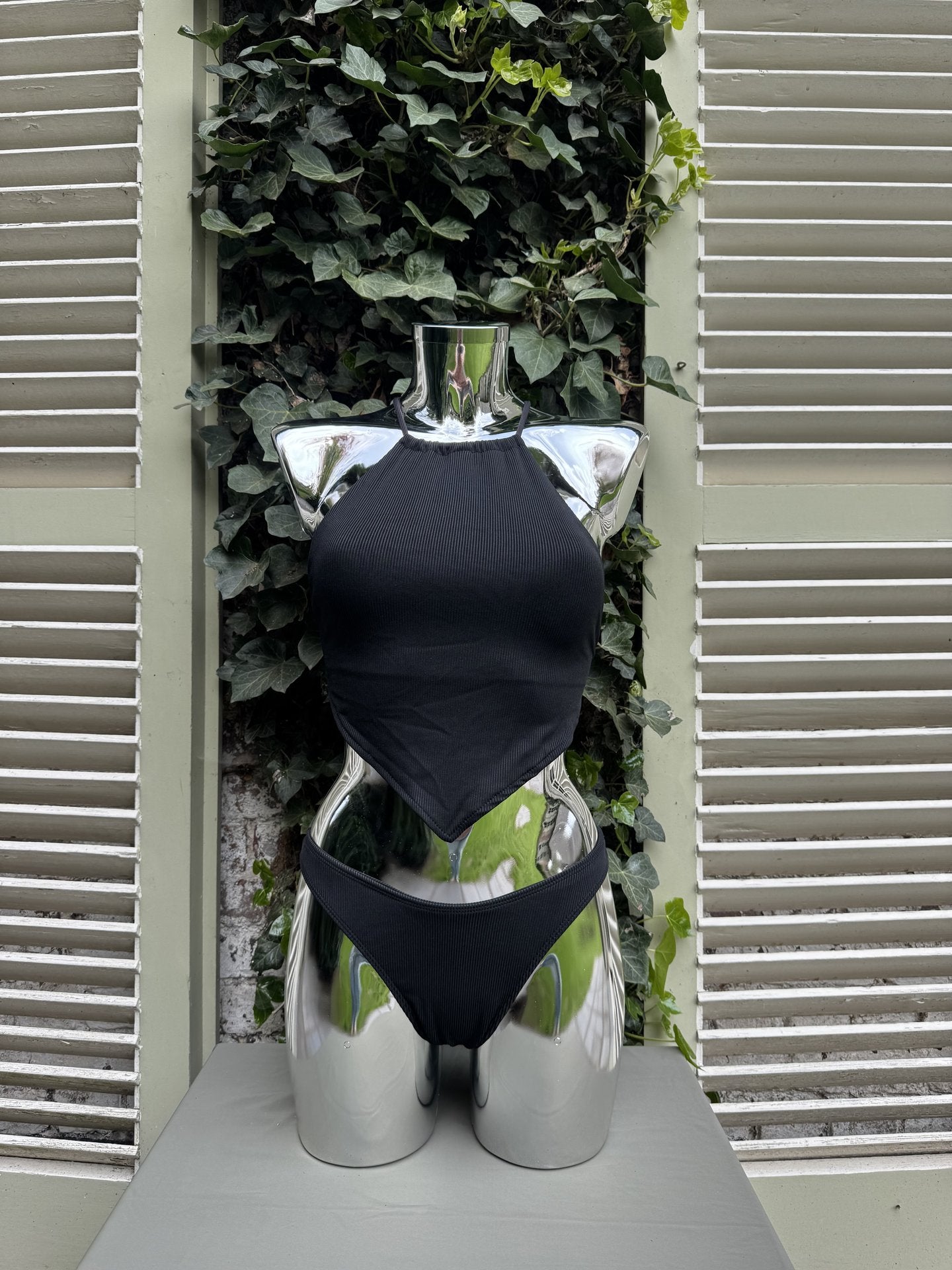 Halter Cutout Swimsuit Black